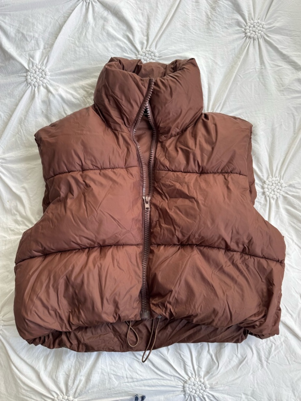 Brown Puffer Vest - Women's Insulated Zip-Up